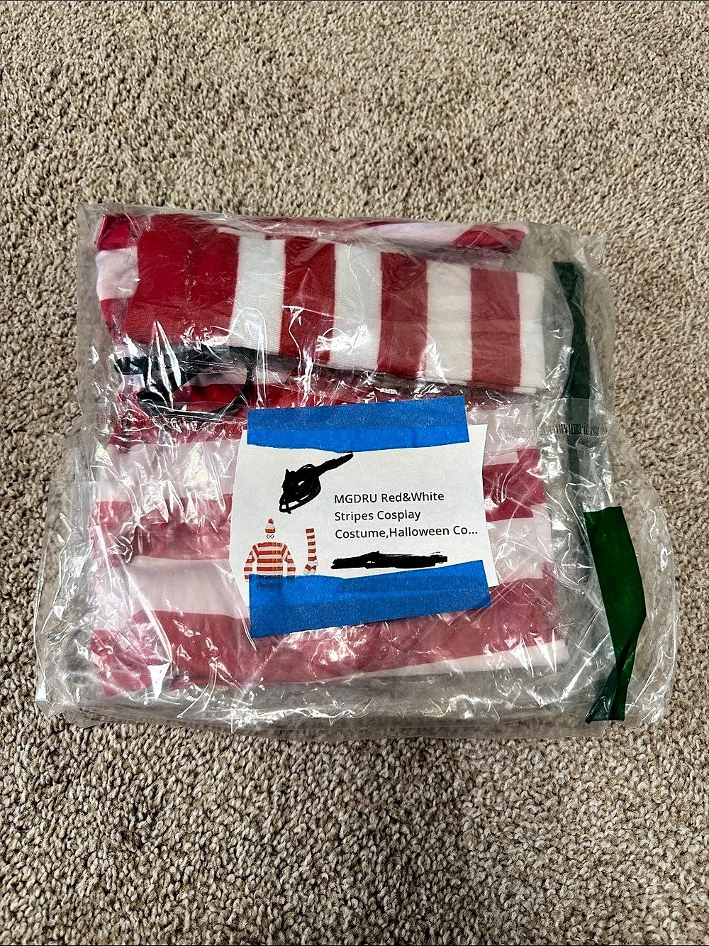 MGDRU Red & White Striped Costume Waldo-Inspired Cosplay - NWOT